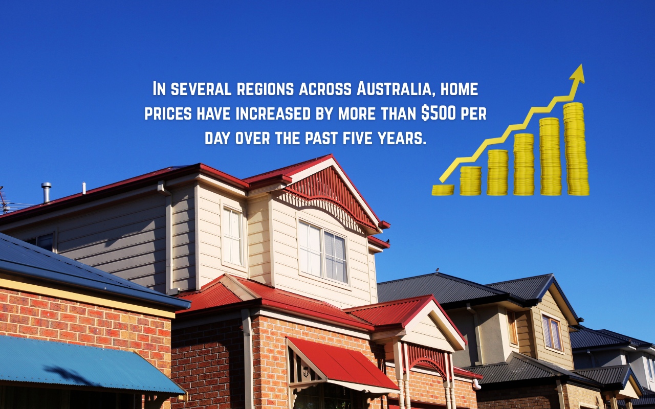 Suburbs where prices have been rising by $1k a day over five years